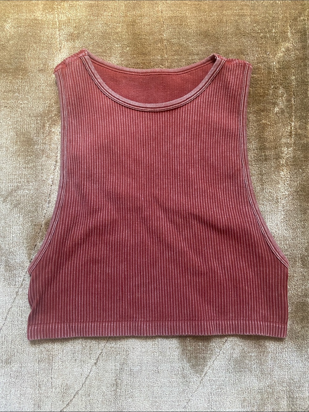 Free People Ribbed Cropped Tank - rust color